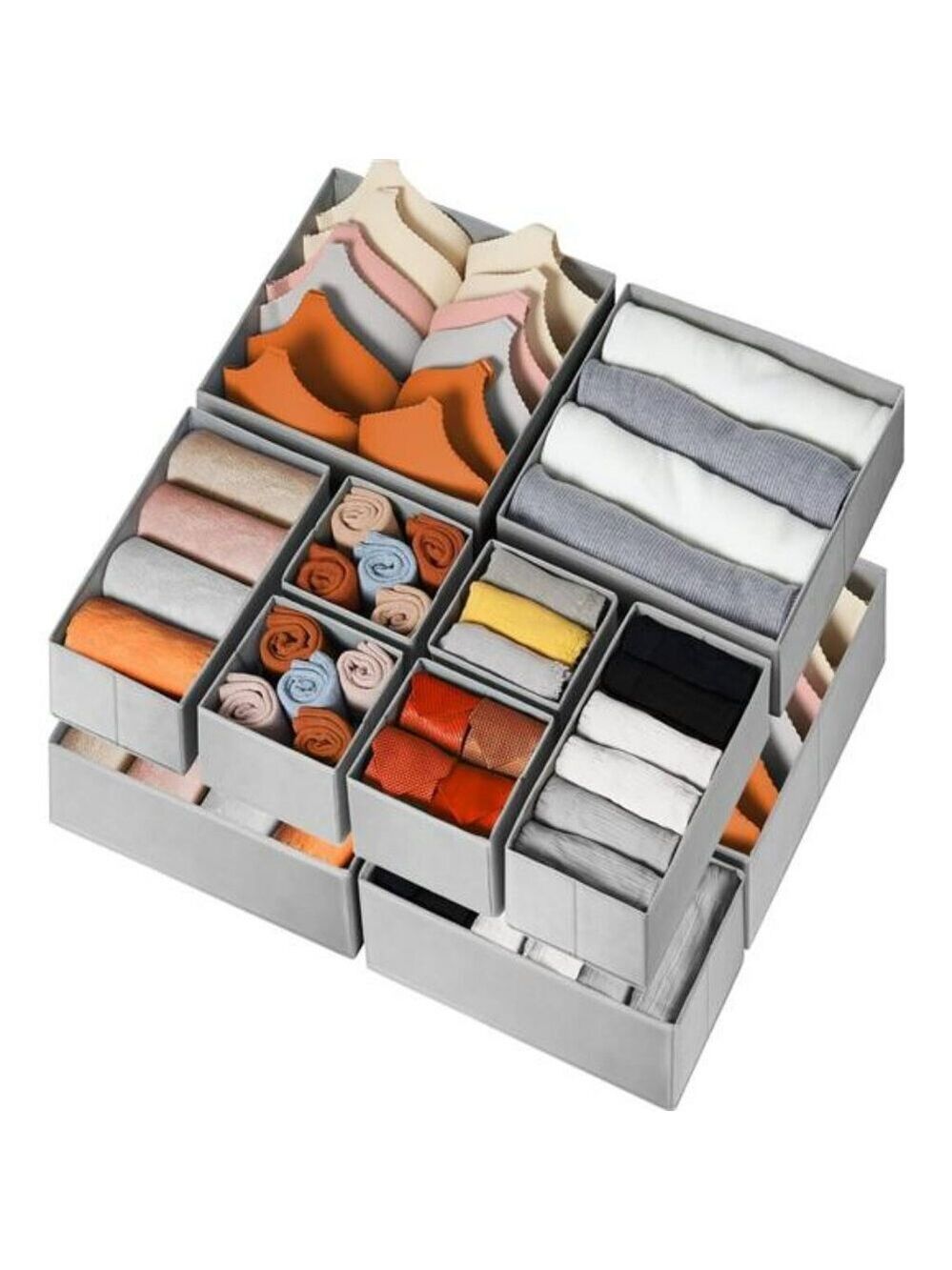 Drawer Organizer Set for Clothes Socks Underwear Bra Closet Storage Bins 12pc